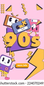 90s design banner, poster or landing page 