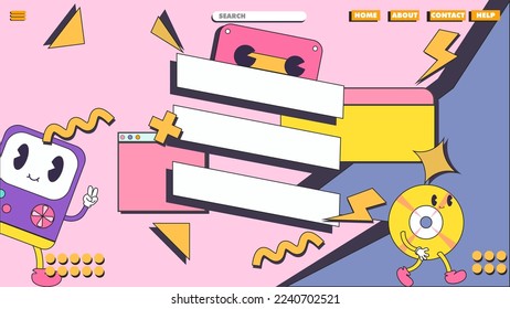 90s design banner, poster or landing page 