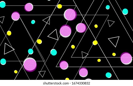 90s design. Geometric shapes background. Memphis pattern. Vector Illustration. Hipster style 80s-90s. Abstract colorful funky background.