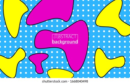 Diseño de los años 90. Fondo abstracto de verano. Dibujo brillante. Flujo fluido. Fondo divertido. Afiche de caricaturas abstractas. Ilustración vectorial.