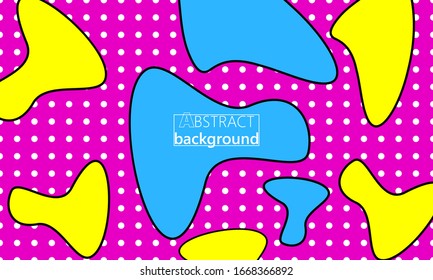 Diseño de los años 90. Fondo abstracto de verano. Dibujo brillante. Flujo fluido. Fondo divertido. Afiche de caricaturas abstractas. Ilustración vectorial.