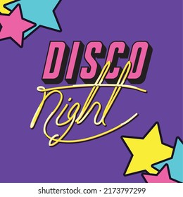 90s disco night poster style