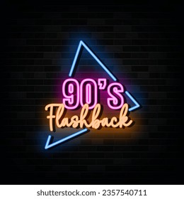 90s Flashback Neon Signs Vector Design Template