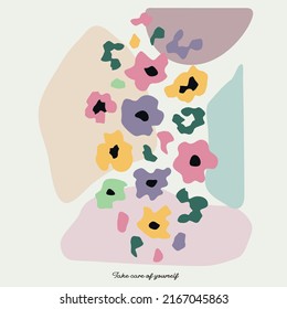 Flores de los años 90 con forma abstracta arte moderno