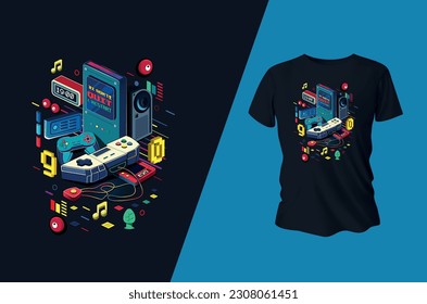 90s gaming illustrations element set , vintage illustrations for joysticks, headphones, speakers and some other devices.