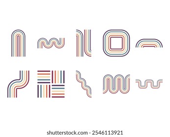 90er Jahre Groovy Lined Element Set