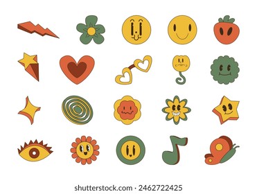90s Groovy Sticker Illustration Element Set