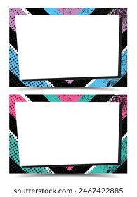 90's grunge chevron abstract background picture frame vector