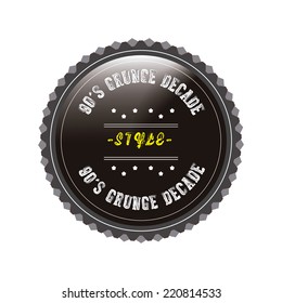 "90s Grunge Decade", Retro style badge isolated on white background 