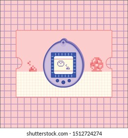 90's inspired Tamagochi pixel art.