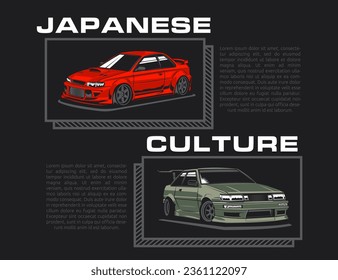 90s Japanese car collection vector illustration graphic