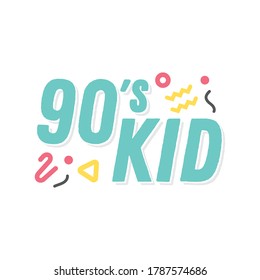 90's Kid, Retro Text, 1990's, Nostalgia Vector Text Illustration Banner Background