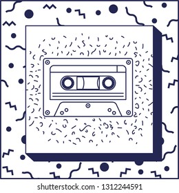 90s label with retro cassette