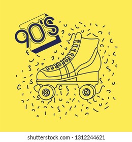 90s label with retro skate