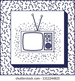 90s label with retro tv
