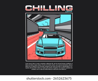 90s legenda carro na estrada fundo vetor ilustração gráfica