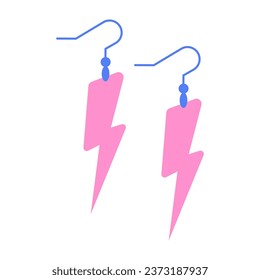 90s lightning bolt earrings isolated on white