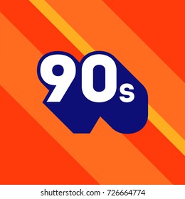 90s Logo Design. 1990s Sign With Long Shadow. Number Ninety. Vector Element.