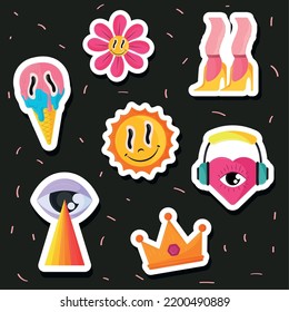 90s modern style, icons vector
