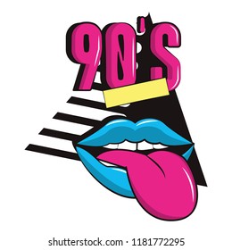 90s mouth with tongue out