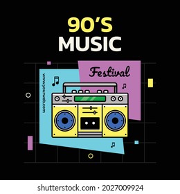 90s Music Festival Banner Template Design