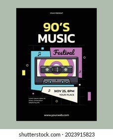 90s Music Festival Poster Template Design