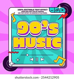 90s Music Text Effect Editable Cartoon Style