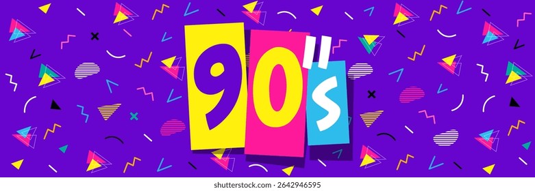 Anos 90 no plano de fundo gráfico colorido
