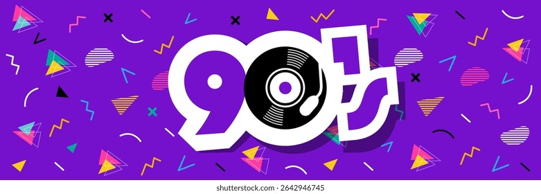 Anos 90 no plano de fundo gráfico colorido