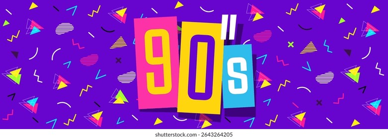 Anos 90 no plano de fundo gráfico colorido
