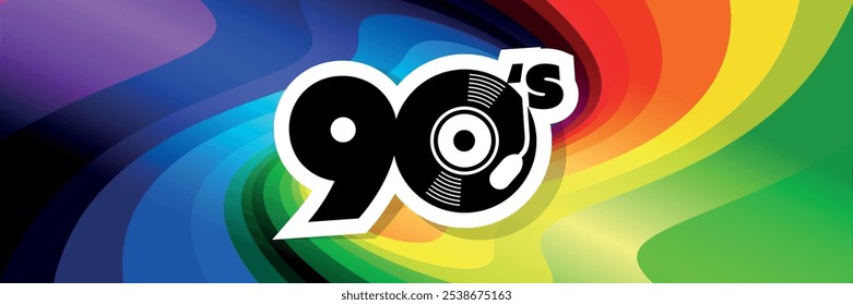 90's on colorful background vector