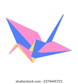 90s origami vector illustration isolated on white background