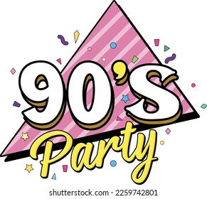 90s party banner template illustration