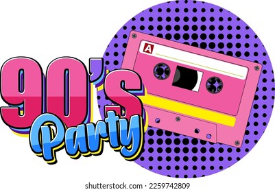 90s party banner template illustration
