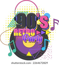 90s party banner template illustration