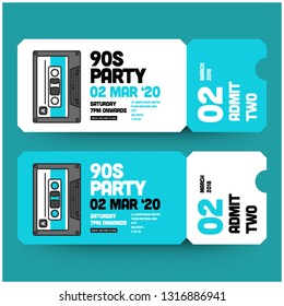 90s Party Cassette Invitation Design with Where and When Details