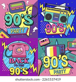 90s party poster template illustration