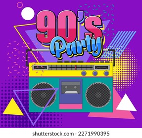 90s party poster template illustration