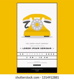 90s Party Retro Telephone Invitation Design with Where and When Details