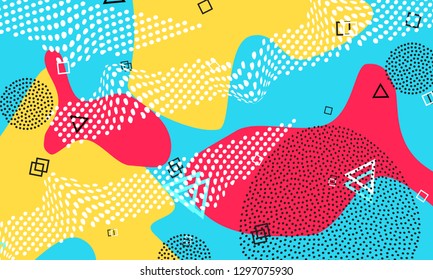 90s pattern. Abstract background. Colorful poster. Vector Illustration. 