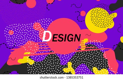90s pattern. Memphis style. Abstract retro background. Liquid shapes. Vector Illustration.