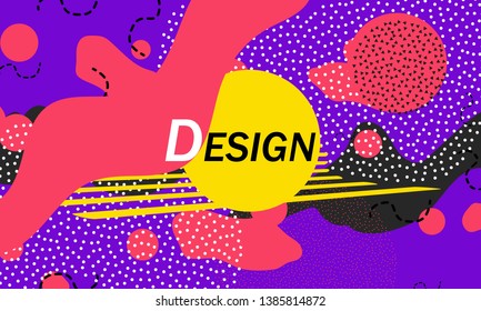 90s pattern. Memphis style. Abstract retro background. Liquid shapes. Vector Illustration.