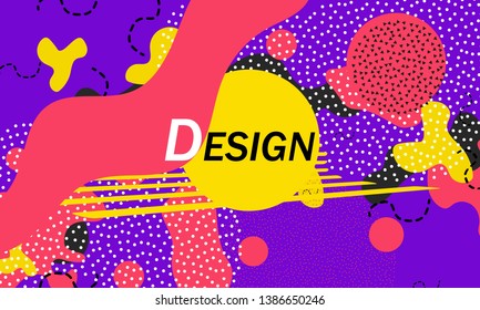 90s pattern. Memphis style. Abstract retro background. Liquid shapes. Vector Illustration.