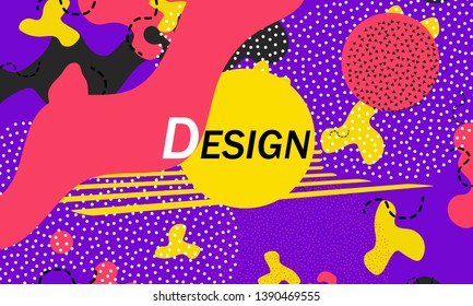 90s pattern. Memphis style. Abstract retro background. Liquid shapes. Vector Illustration.
