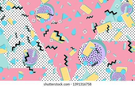 90s pattern. Memphis style. Abstract retro background. Vector Illustration. Hipster style 80s-90s.