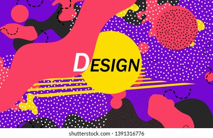 90s pattern. Memphis style. Abstract retro background. Liquid shapes. Vector Illustration.
