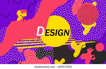 90s pattern. Memphis style. Abstract retro background. Liquid shapes. Vector Illustration.