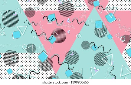 90s pattern. Memphis style. Abstract retro background. Vector Illustration. Hipster style 80s-90s.