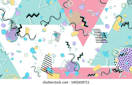 90s pattern. Memphis style. Abstract retro background. Vector Illustration. Hipster style 80s-90s.