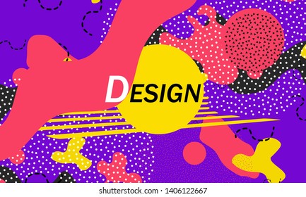 90s pattern. Memphis style. Abstract retro background. Liquid shapes. Vector Illustration.